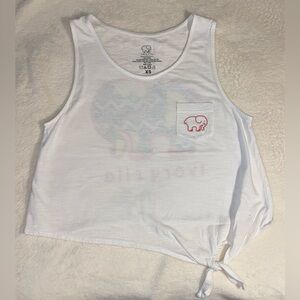 Ivory Ella White and Pink Tank Top with Knotted Hem